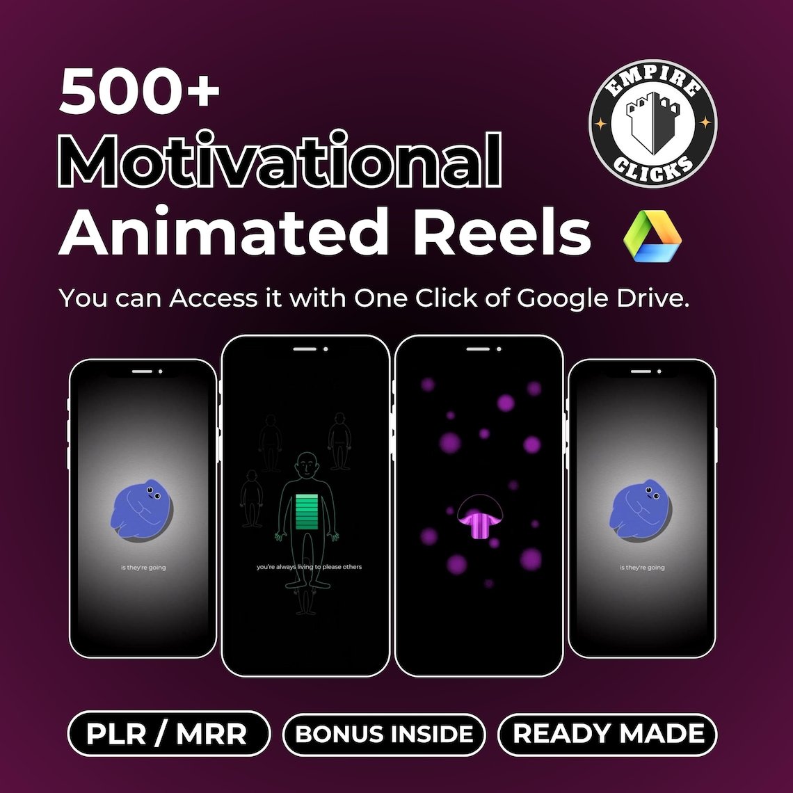 500+ Viral Motivational Reels: Faceless Content, MRR + PLR License (Digital Download)