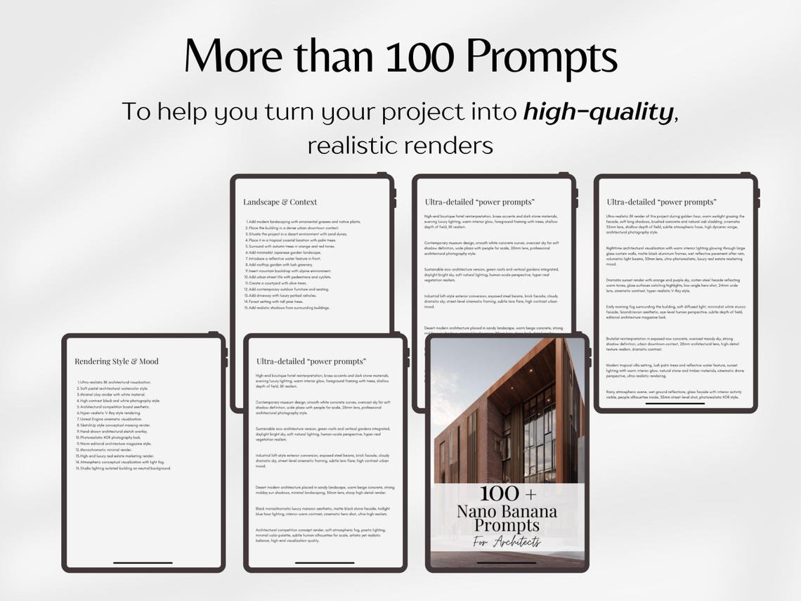 Nano Banana Prompts For Architects, Architecture AI Prompts, Rendering AI Prompts, Architecture Templates PDF – Image 6