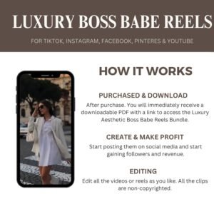2000+ Luxury Aesthetic Boss Babe Reels Bundle, Faceless Marketing, Digital Marketing, Master Resell Rights, PLR Digital Products, MRR