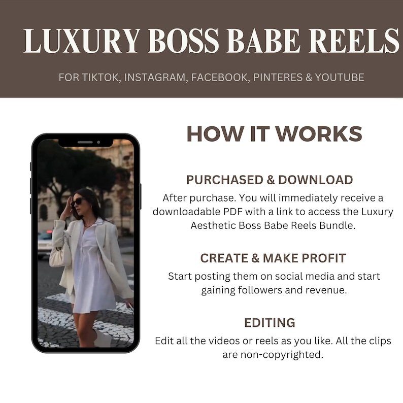 2000+ Luxury Aesthetic Boss Babe Reels Bundle, Faceless Marketing, Digital Marketing, Master Resell Rights, PLR Digital Products, MRR – Image 10