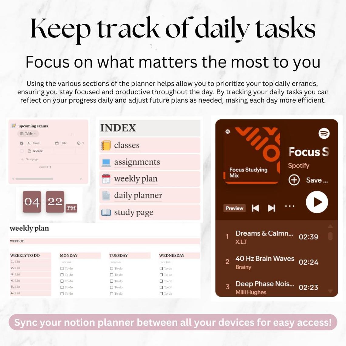 Student Notion Planner, 2026 Dashboard, University Notes, Master Resell Rights MRR – Image 2