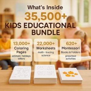 35,500+ Kids Worksheets PLR MRR Resell Rights Coloring Pages Educational Printables Bundle