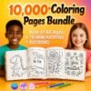 10K+ Kids Coloring Pages Mega Bundle - PLR + MRR + 620+ Bonus - Printable Coloring Pages for Kids
