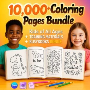 10K+ Kids Coloring Pages Mega Bundle - PLR + MRR + 620+ Bonus - Printable Coloring Pages for Kids