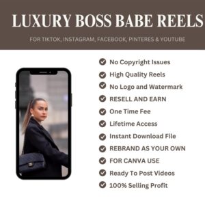 2000+ Luxury Aesthetic Boss Babe Reels Bundle, Faceless Marketing, Digital Marketing, Master Resell Rights, PLR Digital Products, MRR