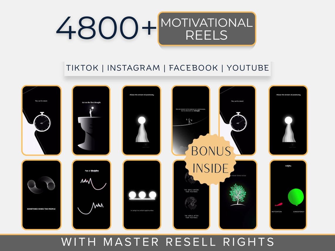 4800+ MRR Media Growth Pack, Inspirational Motivational Reels Bundle, PLR, Digital Download MP4, Success Mindset Video Content Resell Rights – Image 5