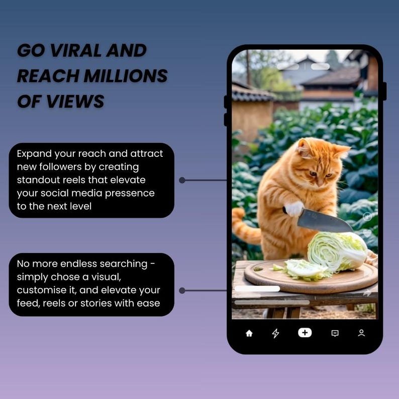 185+ AI Cat Reels Bundle, Viral Social Media Content (Digital Download, MRR, PLR) – Image 2