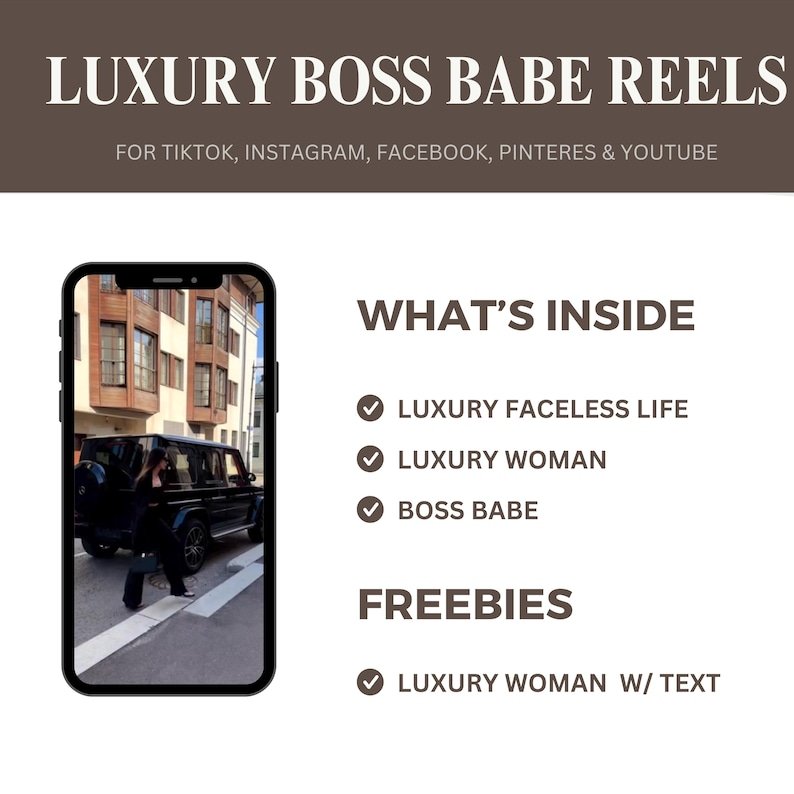 2000+ Luxury Aesthetic Boss Babe Reels Bundle, Faceless Marketing, Digital Marketing, Master Resell Rights, PLR Digital Products, MRR – Image 7