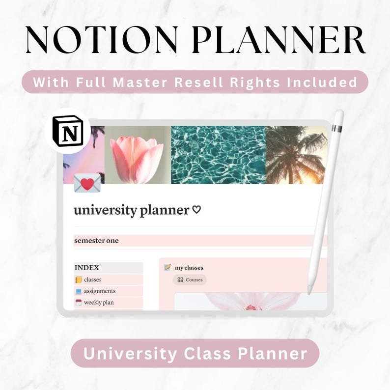 Student Notion Planner, 2026 Dashboard, University Notes, Master Resell Rights MRR - Notion Planner Template