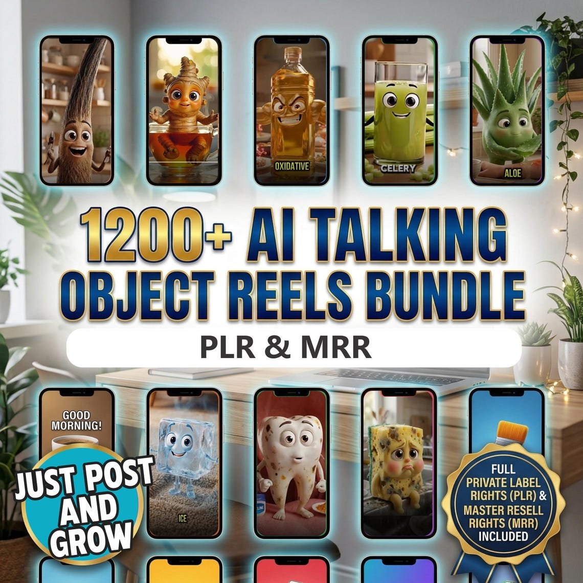 AI Talking Object Reels Bundle Viral Faceless TikTok Instagram Content PLR MRR Ready to post – Image 4