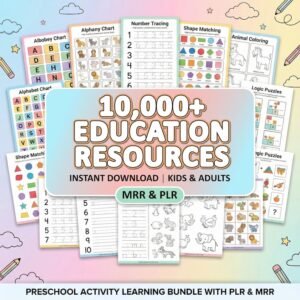 Kids learning printables bundle with coloring pages and worksheets