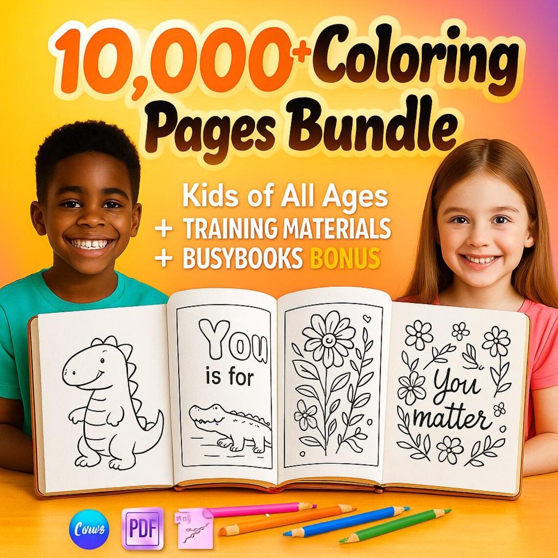 PLR coloring pages bundle with 10K+ printable kids coloring resources