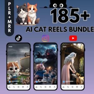 185+ AI Cat Reels Bundle, Viral Social Media Content (Digital Download, MRR, PLR)