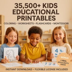 35,500+ Kids Worksheets PLR MRR Resell Rights Coloring Pages Educational Printables Bundle