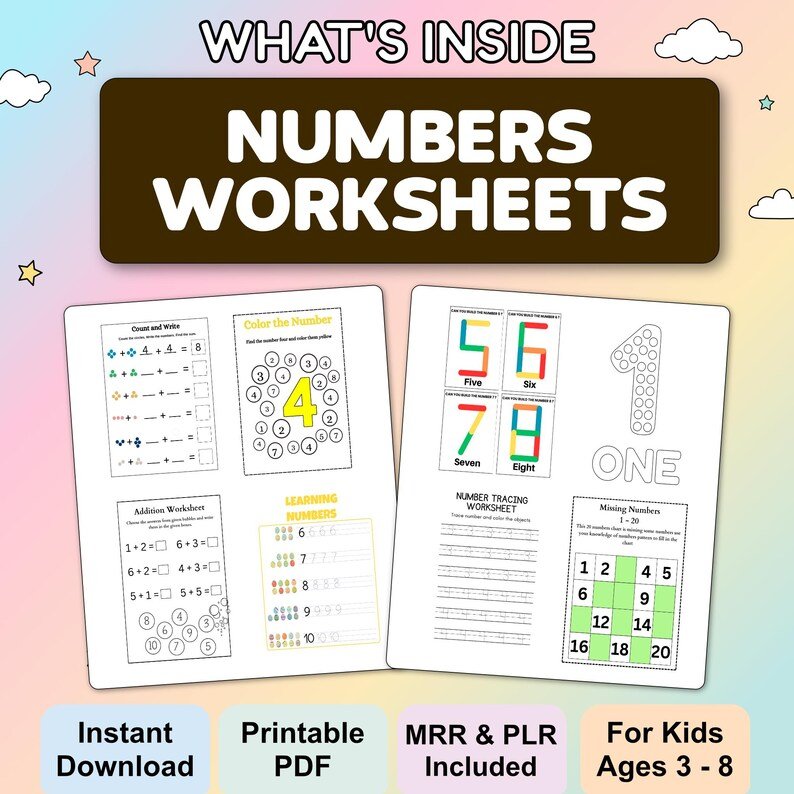 Kids activity printables for learning, coloring and creative activities