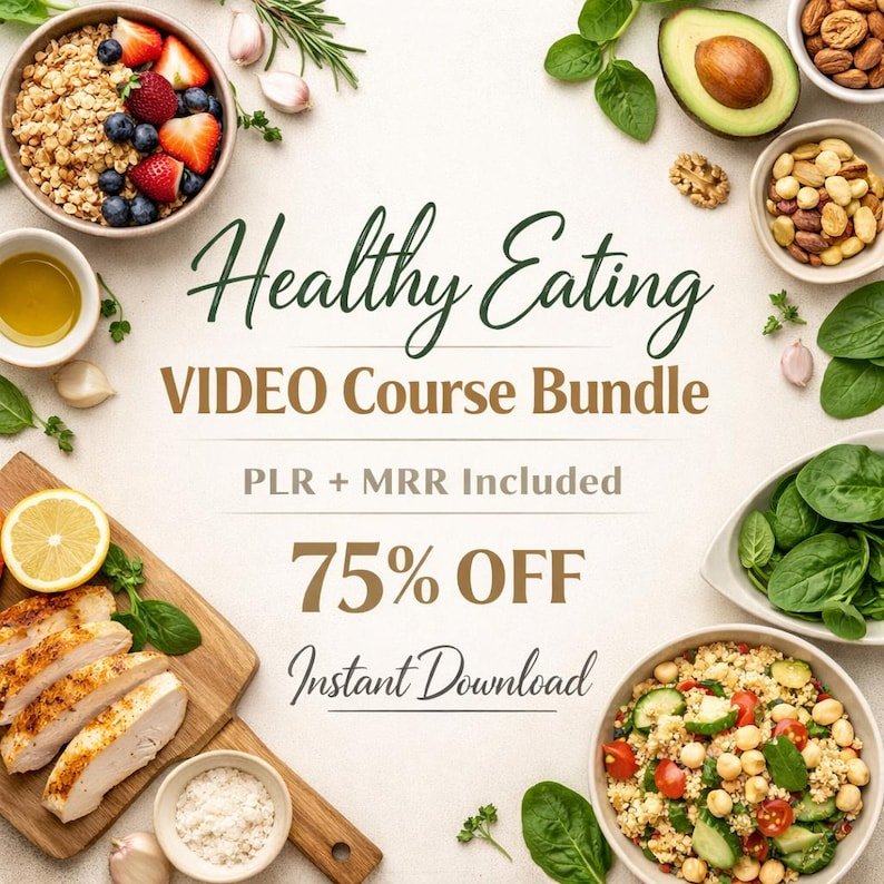 Healthy eating course bundle cover with eBook and video training