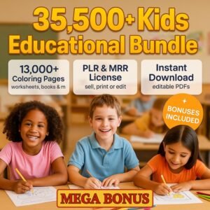 35,500+ Kids Worksheets PLR MRR Resell Rights Coloring Pages Educational Printables Bundle - Preschool Worksheets