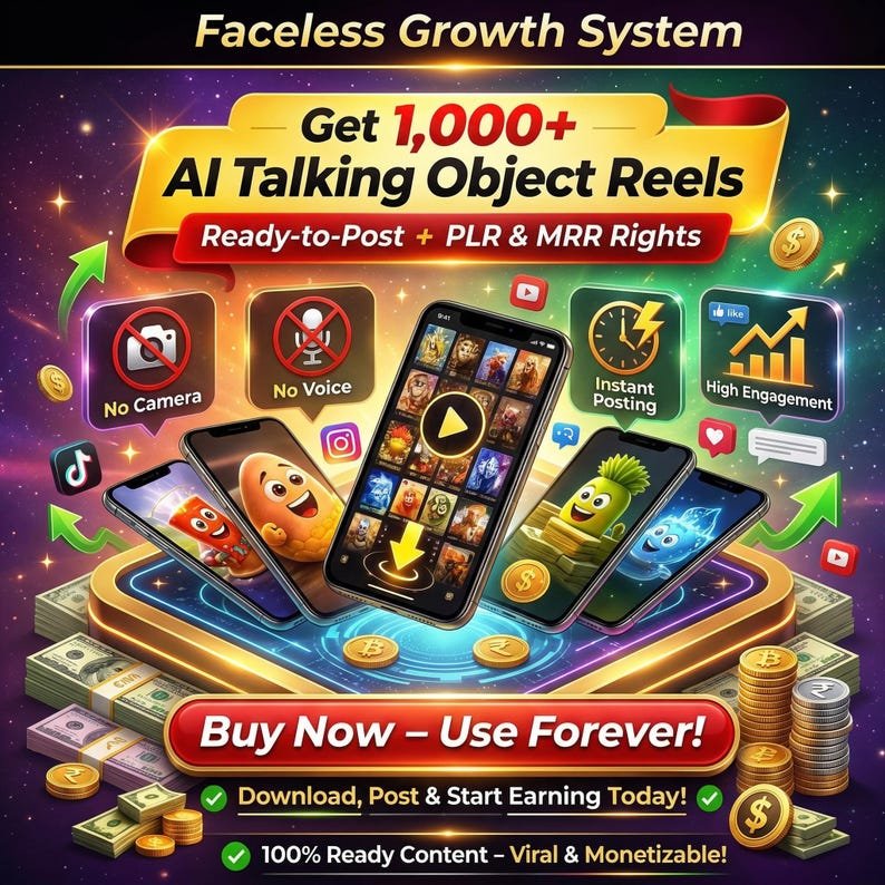 AI Talking Object Reels Bundle Viral Faceless TikTok Instagram Content PLR MRR Ready to post – Image 3