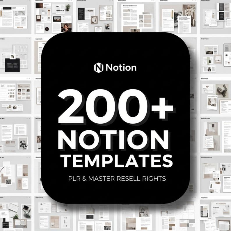 200+ Notion Templates Bundle | Life Planner, Finance, Productivity (PLR & MRR Rights) - Notion Business Templates